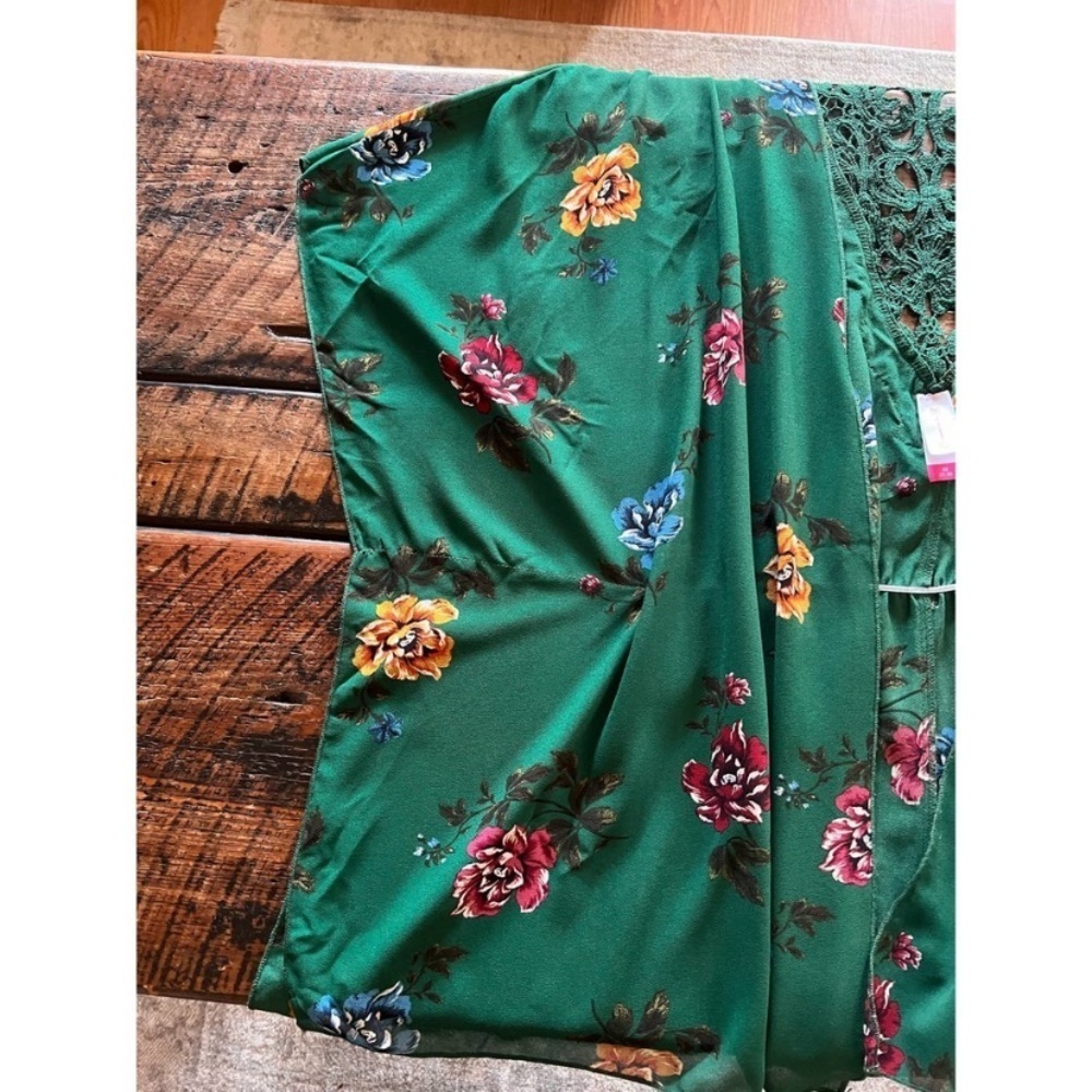 Womens Green Floral Open Duster/Coverup Size Medium - Picture 8 of 12